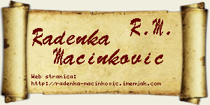 Radenka Mačinković vizit kartica